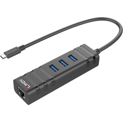 Product USB Hub Lindy USB 3.1 Hub & Gigabit Ethernet Adapter USB Type C base image