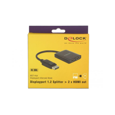 Product Splitter Delock DP 1.2 Splitter DP in to 2xHDMI Black base image