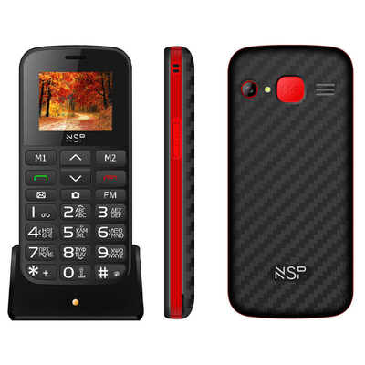 Product Κινητό NSP 2000DS RED (Ελληνικό Μενού) Dual SIM με Bluetooth, οθόνη 1.8 , κουμπί SOS και ΔΩΡΟ hands-free base image