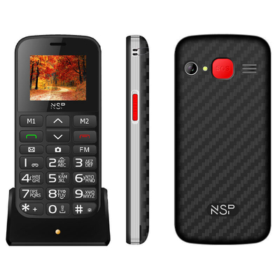 Product Κινητό NSP 2000DS SILVER (Ελληνικό Μενού) Dual SIM με Bluetooth, οθόνη 1.8 , κουμπί SOS και ΔΩΡΟ hands-free base image