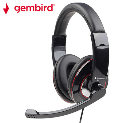 Product Headset Gembird USB Stereo GLOSSY Black REFURBISHED base image