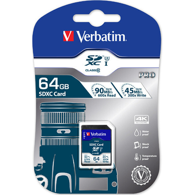 Product Κάρτα Μνήμης SDXC 64GB Verbatim Pro base image