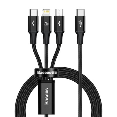 Product Καλώδιο USB Baseus Rapid Series 3-in-1 USB-C For M+L+T 20W 1.5m Black base image