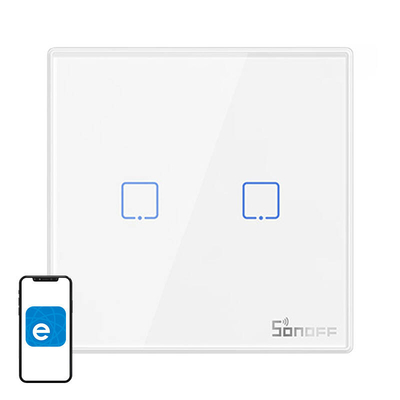 Product Έξυπνος Διακόπτης Sonoff Ασύρματος Εξωτερικός T2EU2C-RF 433MHz (2 καναλιών) (Λευκός) base image