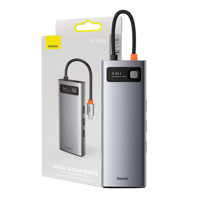 Product Docking Station Baseus Metal Gleam Series, USB-C to 3x USB 3.0 + HDMI + PD + Ethernet base image
