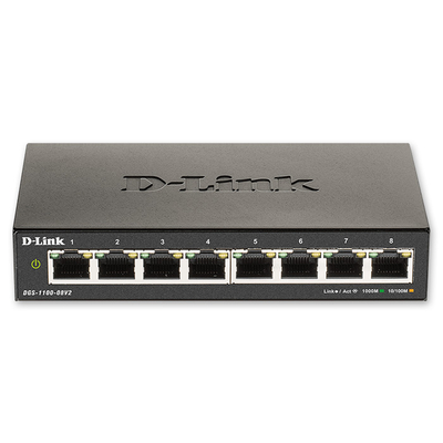 Product Network Switch D-Link DGS-1100-08V2 8-Port Managed Gigabit Ethernet (10/100/1000) Black base image