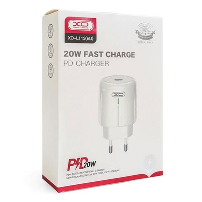 Product Φορτιστής Πρίζας Xo L113 Pd 20w, 1 Θύρα, Λευκός base image