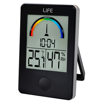 Product Μετεωρολογικός Σταθμός Life WES-100 Thermometer/hygrometer Black with clock base image