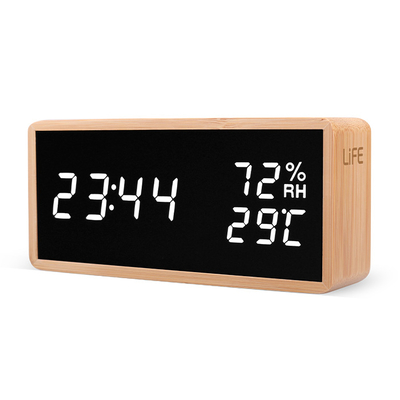 Product Θερμόμετρο Life Wes-108 Bamboo With Clock And Alarm Led Digits base image