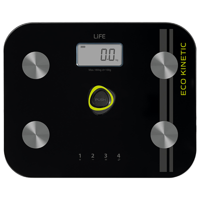 Product Ζυγαριά Μπάνιου Life Battery-free γυάλινη ψηφιακή με λιπομέτρηση, 6 σε 1. base image