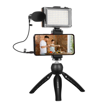Product Τρίποδο Κινητού Live broadcast kit Puluz + LED lamp + microphone + phone clamp base image