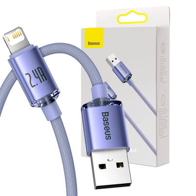 Product Καλώδιo USB Baseus Crystal Shine USB to Lightning, 2.4A, 2m (purple) base image
