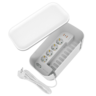 Product Κουτί Οργάνωσης Καλωδίων Sonora με Πολύπριζο 5 θέσεων & 3 θύρες USB, Λευκό base image