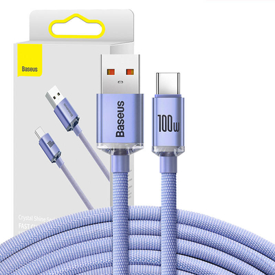 Product Καλώδιo USB Baseus Crystal Shine USB to USB-C, 100W, 2m (purple) base image