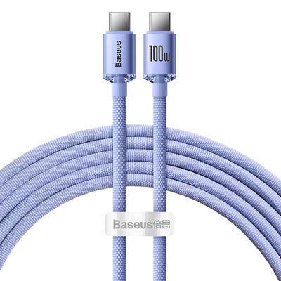 Product Καλώδιο USB Baseus Crystal Shine USB-C to USB-C, 100W, 2m (purple) base image