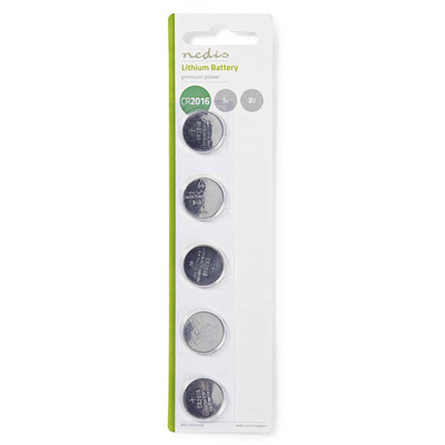 Product Μπαταρία Λιθίου NEDIS Balcr20165bl Button Cell Cr2016, 3v, 5 Pieces, Blister base image