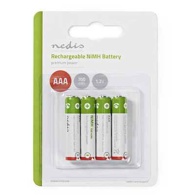 Product Επαναφορτιζόμενη Μπαταρία NEDIS Ni-Mh AAA 1.2V 700 MAH 4 Pieces Blist base image