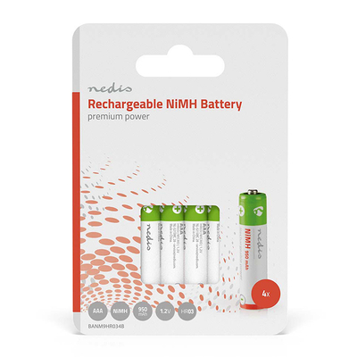 Product Επαναφορτιζόμενη Μπαταρία NEDIS Ni-Mh AAA 1.2V 950 MAH 4 Pieces Blist base image