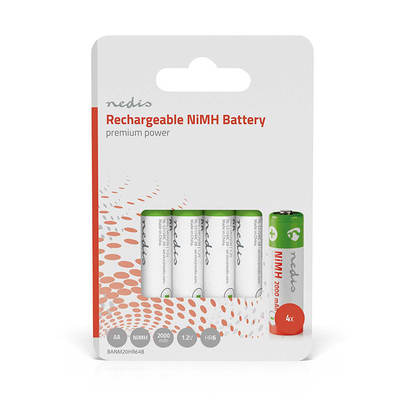 Product Επαναφορτιζόμενη Μπαταρία Nedis BANM20HR64B AA, 1.2V, 2000 mAh, 4 pieces base image