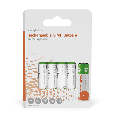 Product Επαναφορτιζόμενη Μπαταρία Nedis BANM26HR64B AA, 1.2V, 2600 mAh, 4 pieces base image