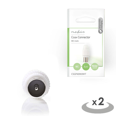 Product Βύσμα RF Nedis IEC (Coax) Connector Male-2 Pieces White base image