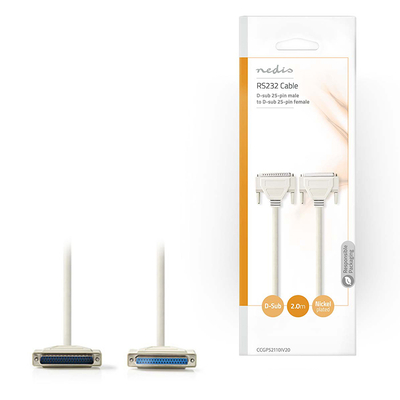 Product Καλώδιο Nedis RS232 Cable D-Sub 25-pin Male to D-Sub 25-pin Female 2.0 m Ivory base image