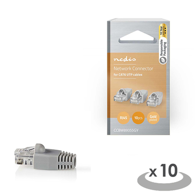 Product Κονέκτρορας Cατ 6 Utp Rj45 Αρσ. Με Καπάκια, Σετ 10 Τεμαχίων base image