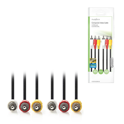 Product Καλώδιο RCA Nedis Composite Video 3x RCA Male-3x to RCA Male 3.0 m Black base image