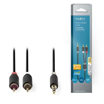 Product Καλώδιο RCA Nedis Stereo 3.5 mm Male to 2x RCA Male 1.0 m Anthracite base image