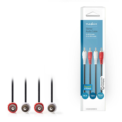 Product Καλώδιο RCA Nedis Stereo 2x RCA Male to 2x RCA Male 1.0 m Black base image