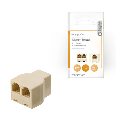 Product Splitter τηλεφωνικό RJ11 Nedis TCGP90990IV female to 2x female Ivory base image