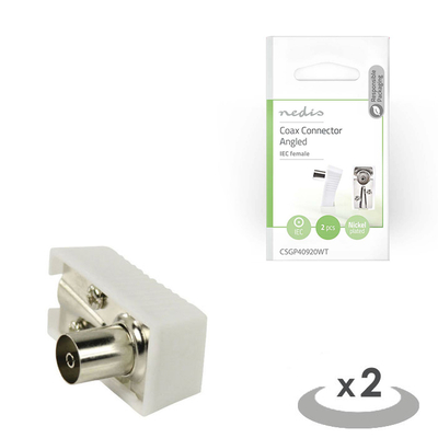 Product Βύσμα RF Nedis CSGP40920WT IEC (Coax) Female 2 pieces White base image