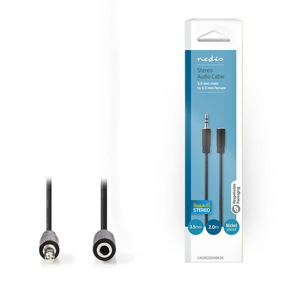 Product Καλώδιο 3,5mm Nedis CAGB22050BK20 Stereo Male - Female 2.0 m Black base image