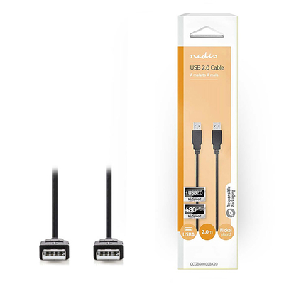 Product Καλώδιο Nedis USB 2.0 A Αρσ. - USB A Αρσ. Σε Συσκευασία Blister 2m base image