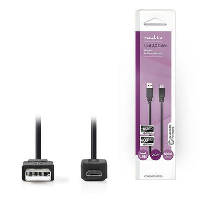 Product Καλώδιο Nedis USB 2.0 A Αρσ. - Micro B Αρσ. 2m. base image
