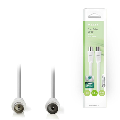 Product Καλώδιο RF Nedis CSGB40000WT20 male to female 2m White base image