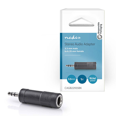 Product Αντάπτορας Nedis 3,5mm Stereo αρσ. - 6,35mm Stereo θηλ. σε μαύρο χρώμα base image