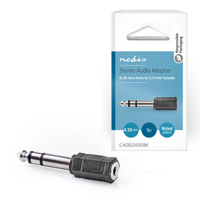 Product Αντάπτορας 6,35 mm Nedis CAGB23930BK Stereo Male to 3.5mm Female Black base image