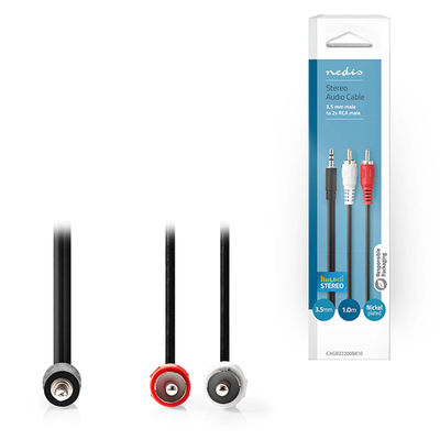 Product Καλώδιο 3.5mm Nedis 1x Jack αρσενικό/2x RCA αρσενικό 1m Mαύρο base image