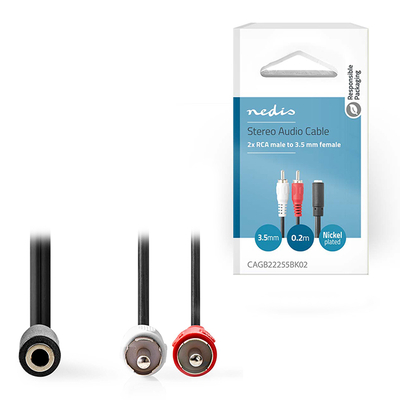 Product Καλώδιο RCA Nedis CAGB22255BK02 Stereo 2x RCA Male - 3.5mm Female base image