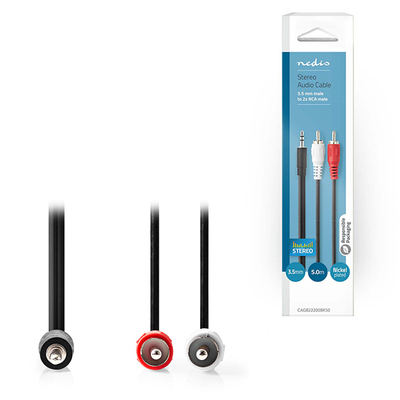 Product Καλώδιο 3.5mm Nedis Audio 1x Jack male/2x RCA male 5m Black (CAGB22200BK50) base image