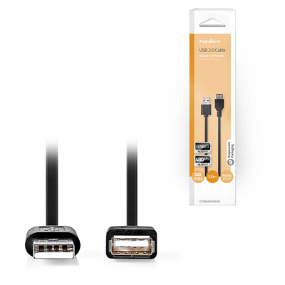 Product Καλώδιο USB Nedis CCGB60010BK30 2.0 Cable A Male - A Female 3.0 m Black base image