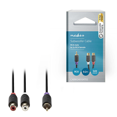 Product Καλώδιο Ήχου Nedis Από RCA Αρσ. Σε - 2 X RCA Θηλ. 0.20m Σε Ανθρακί Χρώμα base image