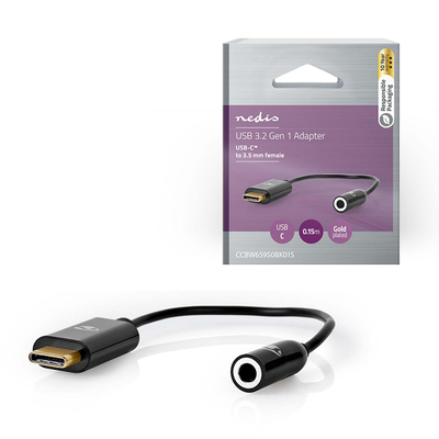 Product Αντάπτορας USB-C Nedis CCBW65950BK015 Male - 3.5 mm Female 0.15 m Black base image