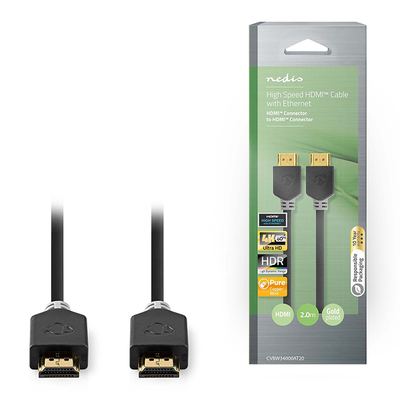 Product Καλώδιο Nedis HDMI High Speed Με Ethernet Αρσ. - Αρσ. 2.00m Σε Ανθρακί Χρώμα base image