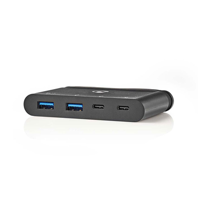 Product USB Hub Nedis TCARF230BK USB Type-C 2x USB-C / 2x USB 3.0 (5G) Power Delive base image