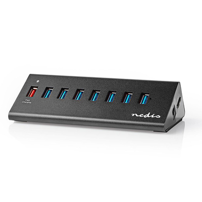 Product USB Hub Nedis UHUBUP3810BK USB 3.0 8 Θυρών με USB-A & Θύρα Φόρτισης και Εξωτερική Παροχή Ρεύματος base image