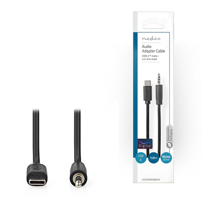 Product Καλώδιο USB Nedis CCGP65950BK10 USB-C Male - 3.5mm Male 1.00m Black base image