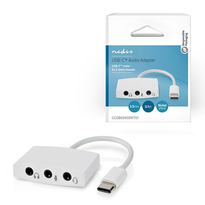 Product Αντάπτορας USB-C Nedis CCGB65900WT01 Male - 3.5mm Female 0.10m White base image
