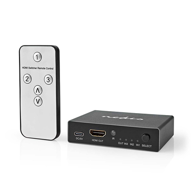 Product HDMI Switch Nedis VSWI3493AT 3PORTS 3x INPUT - 8K@60Hz 45Gbps Anthracite base image